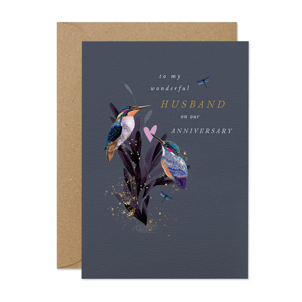 Husband Anniversary Kingfisher Card