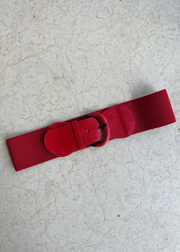 Red Elasticated Croc Belt