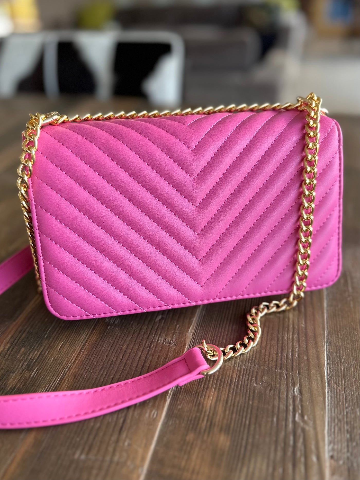 Pink gold bag best sale