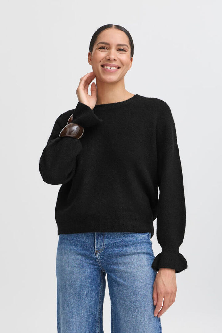 BYoung Black Frill Sleeve Jumper