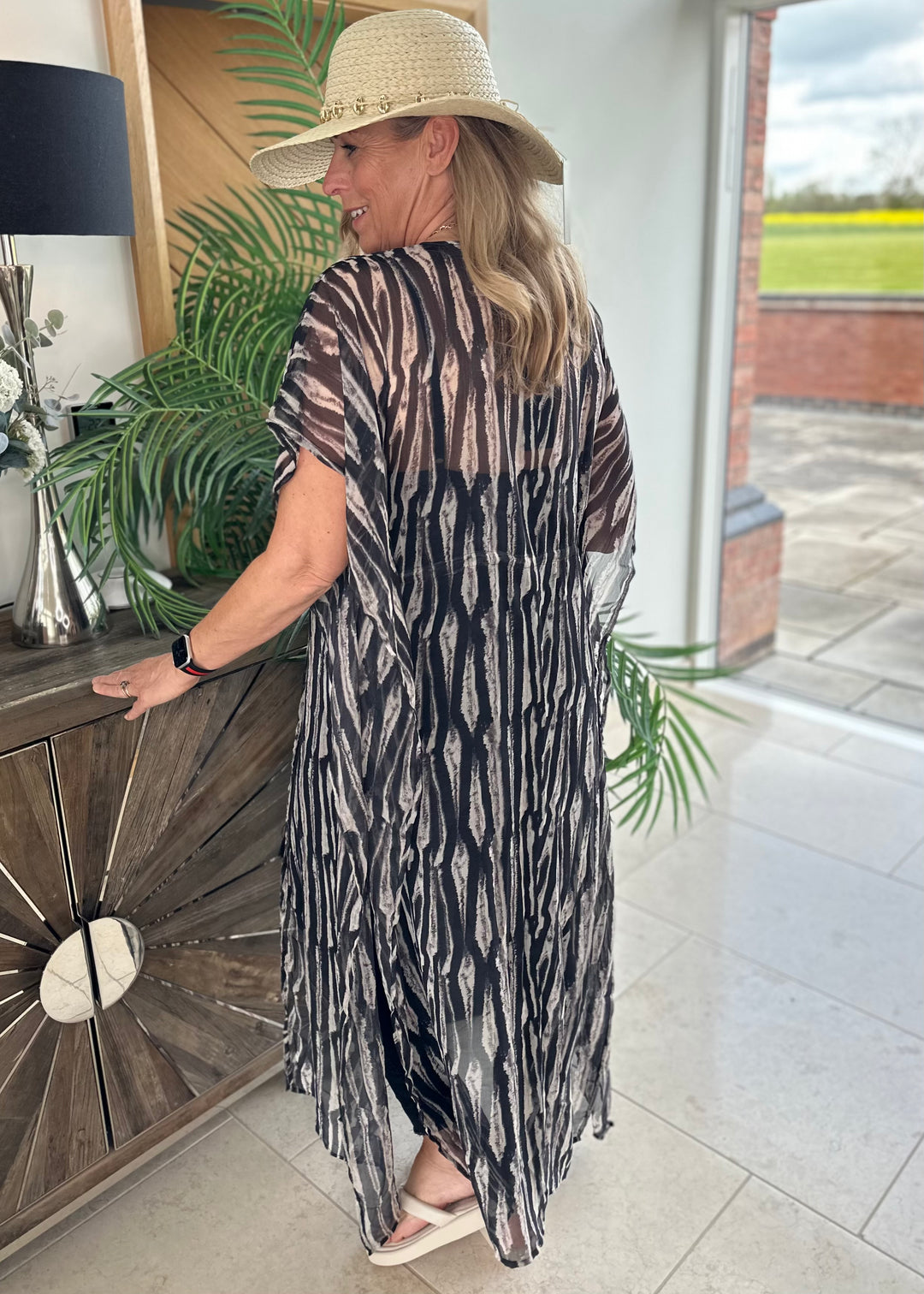 Zebra Chiffon Maxi Kimono