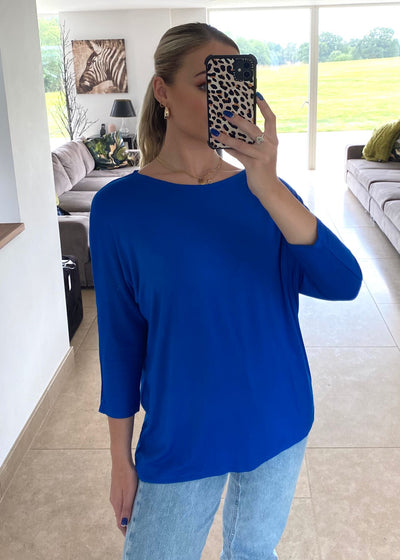 Royal Blue Basic Batwing Top