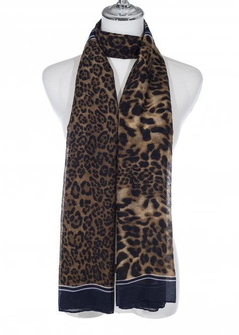 Leopard & Navy Stripe Scarf