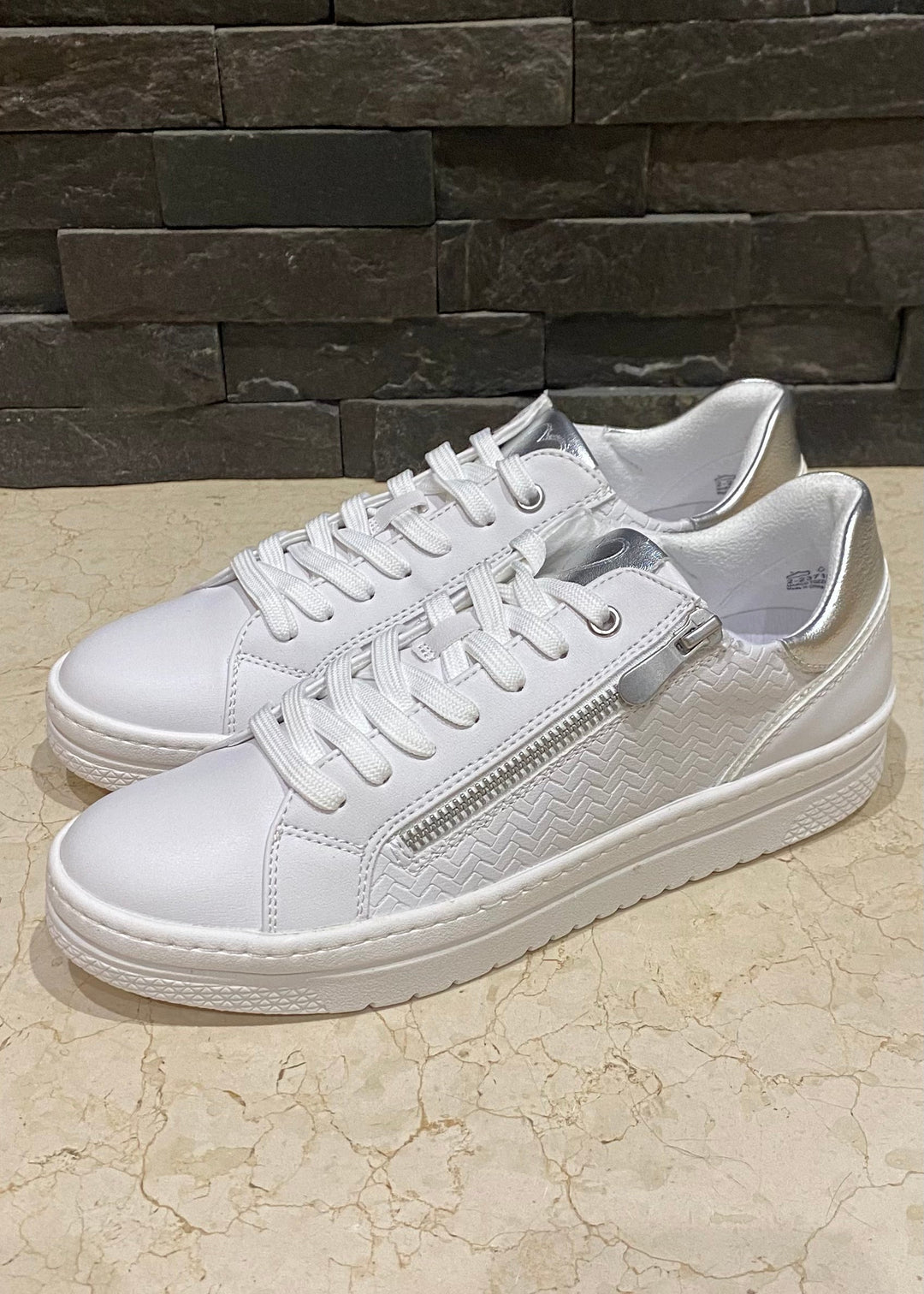MT White Zip Trainers