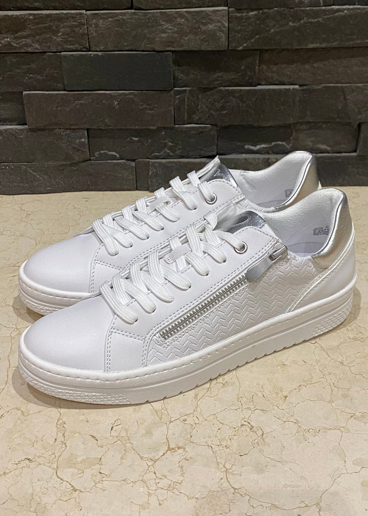 MT White Zip Trainers