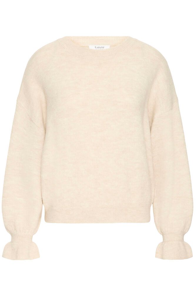 BYoung Oatmeal Frill Sleeve Jumper