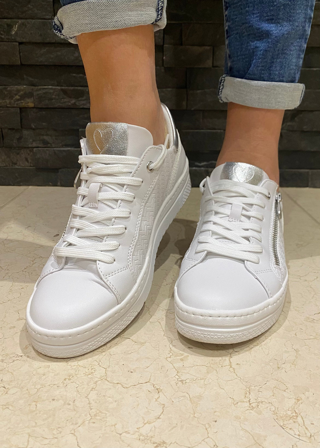 MT White Zip Trainers