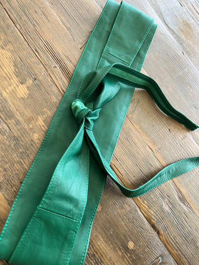 Super Soft Green Leather Wrap Belt
