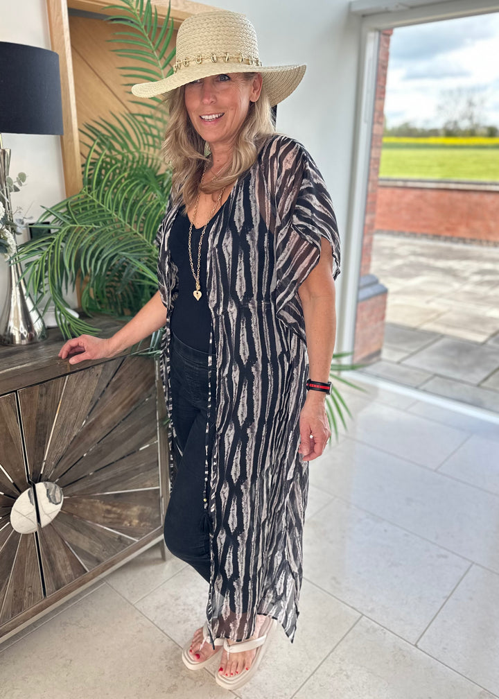 Zebra Chiffon Maxi Kimono