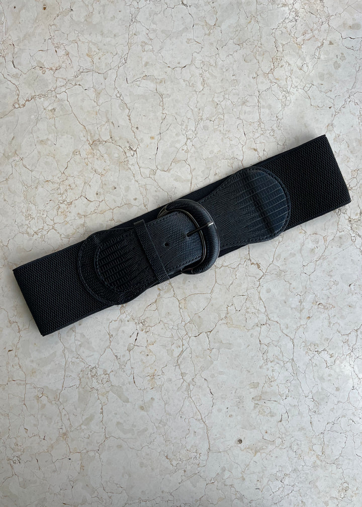 Black Elasticated Croc Belt