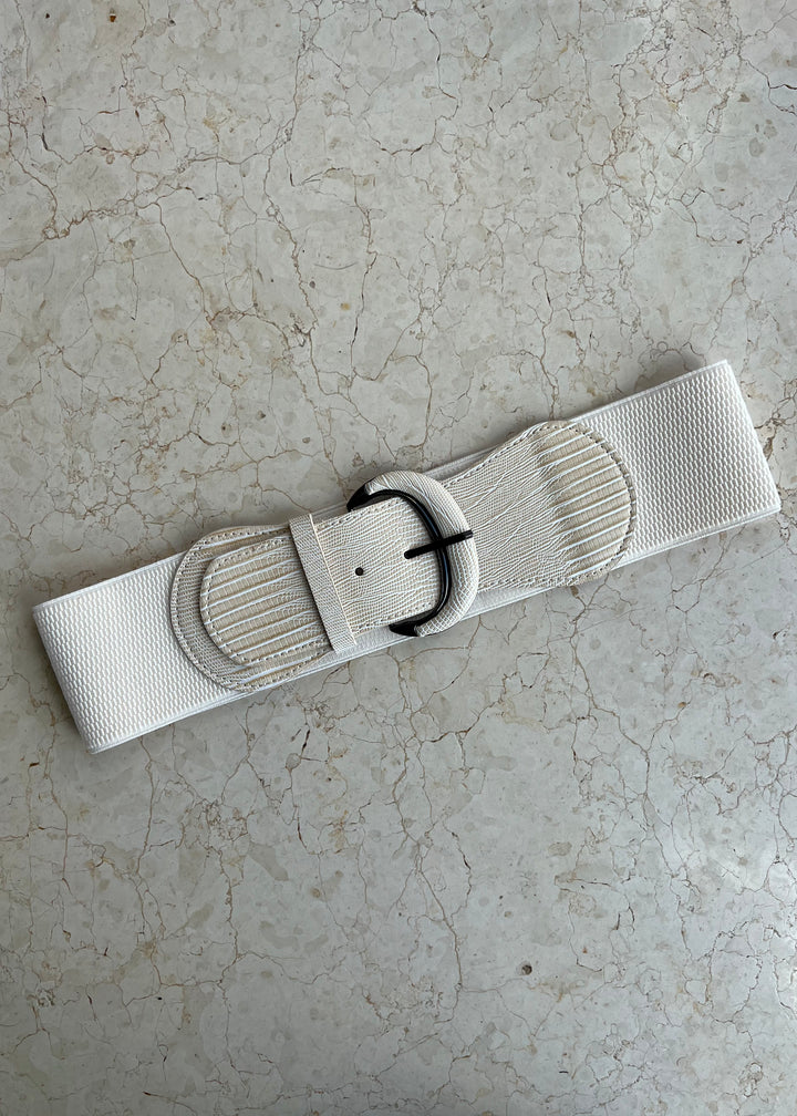 Cream Elasticated Croc Belt