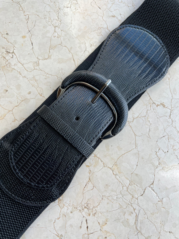 Black Elasticated Croc Belt