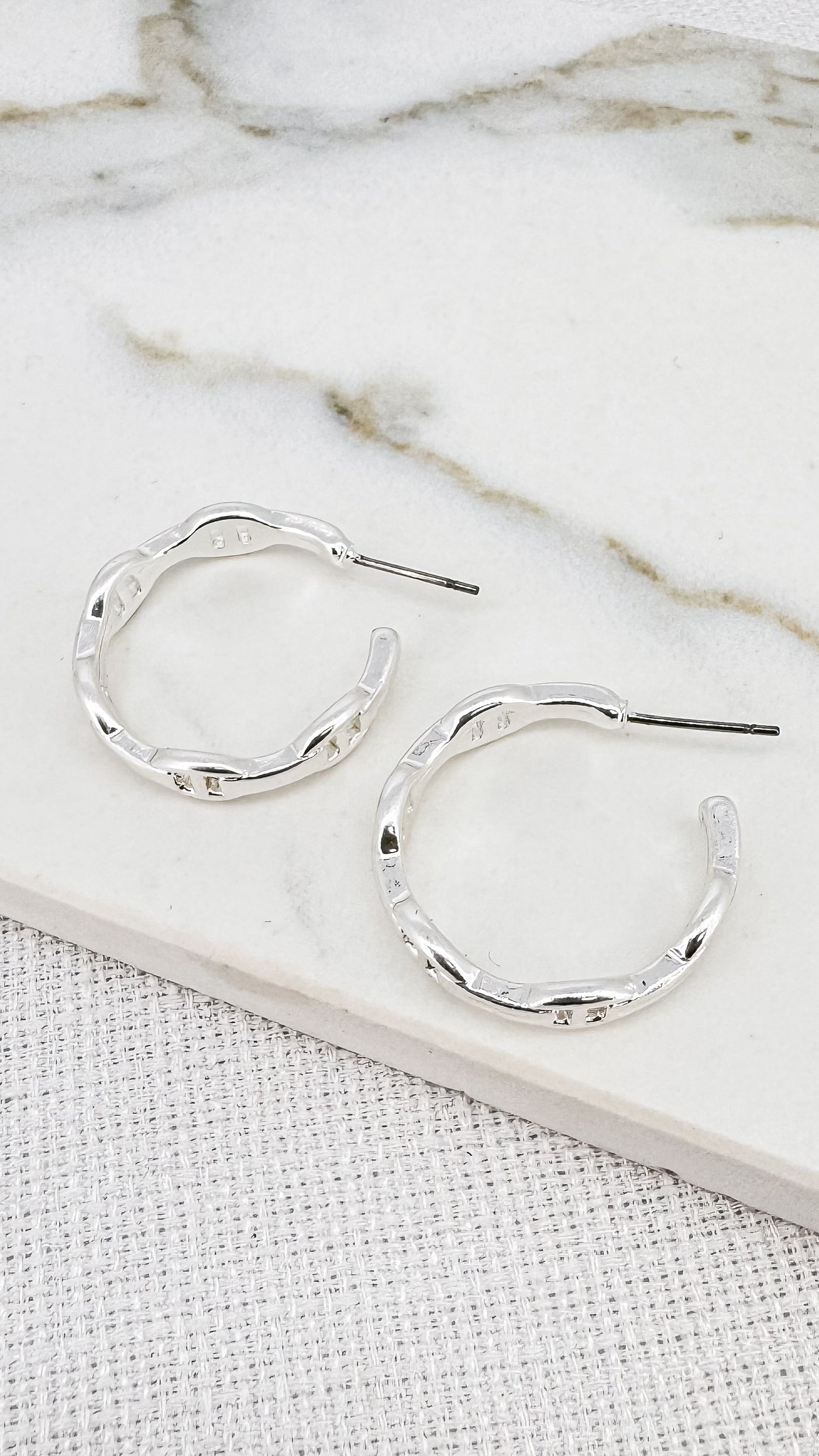 Silver Split Oval Hoop Earrings