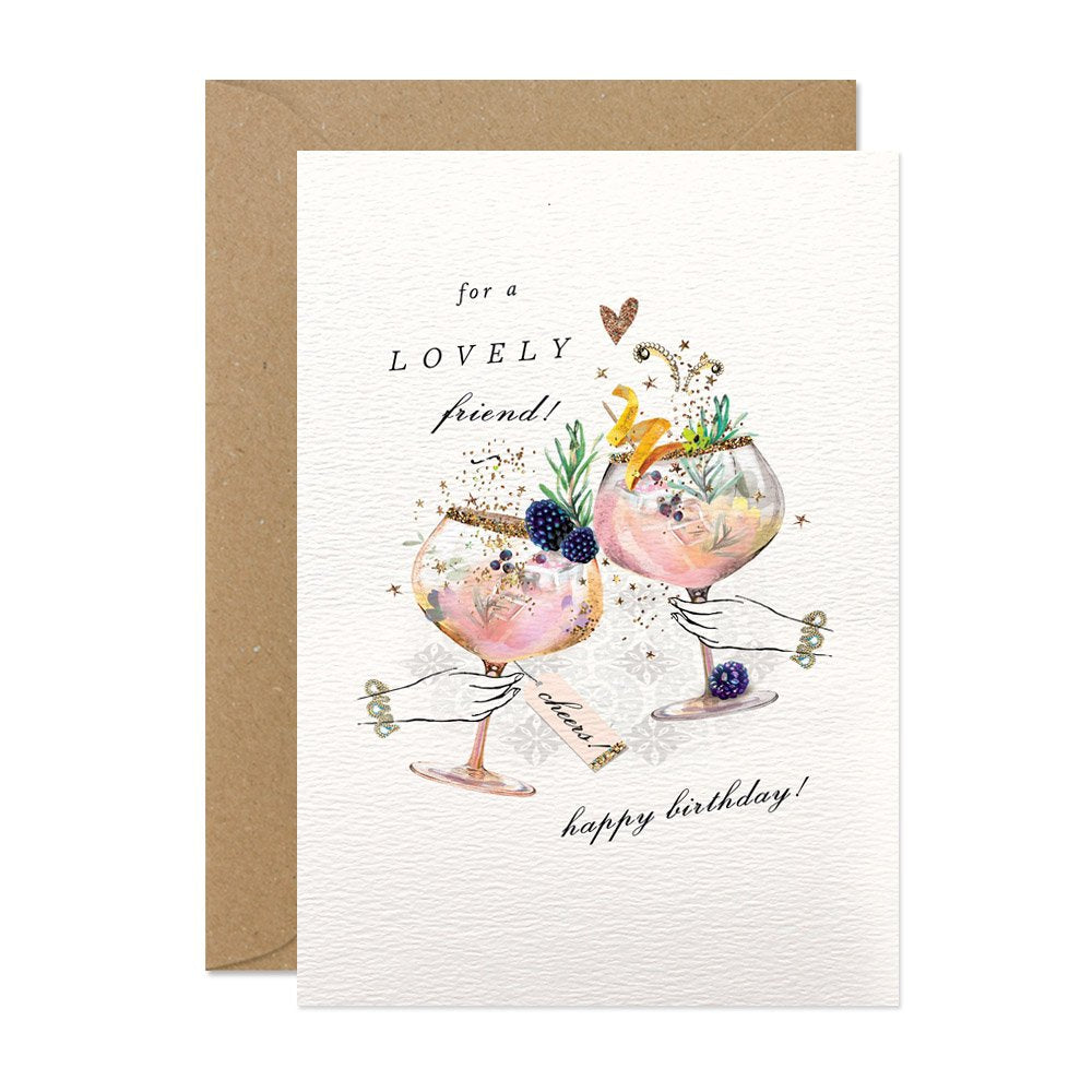 Lovely Friend Birthday Cocktails Card