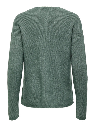 ONLY Green Camilla V Neck Jumper
