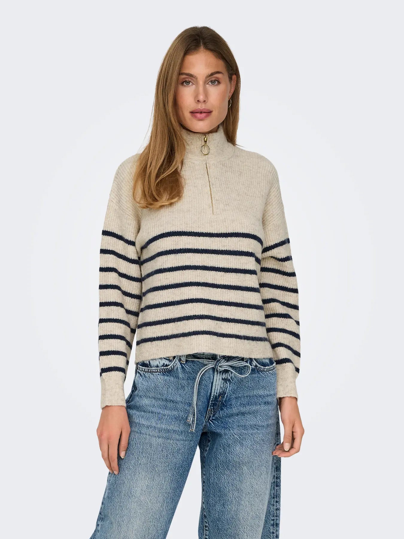 ONLY Stripe Tokyo Zip Pullover