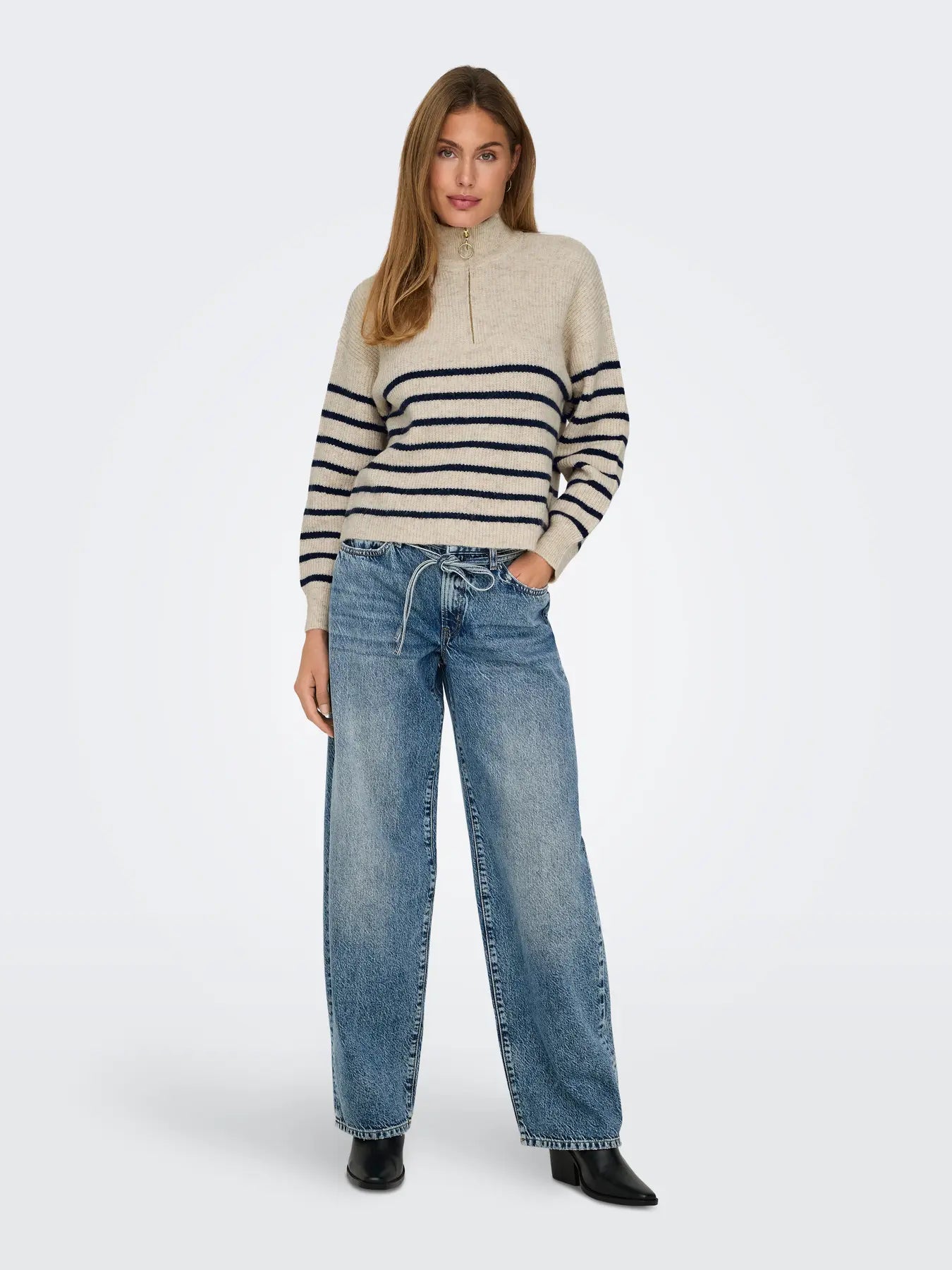 ONLY Stripe Tokyo Zip Pullover