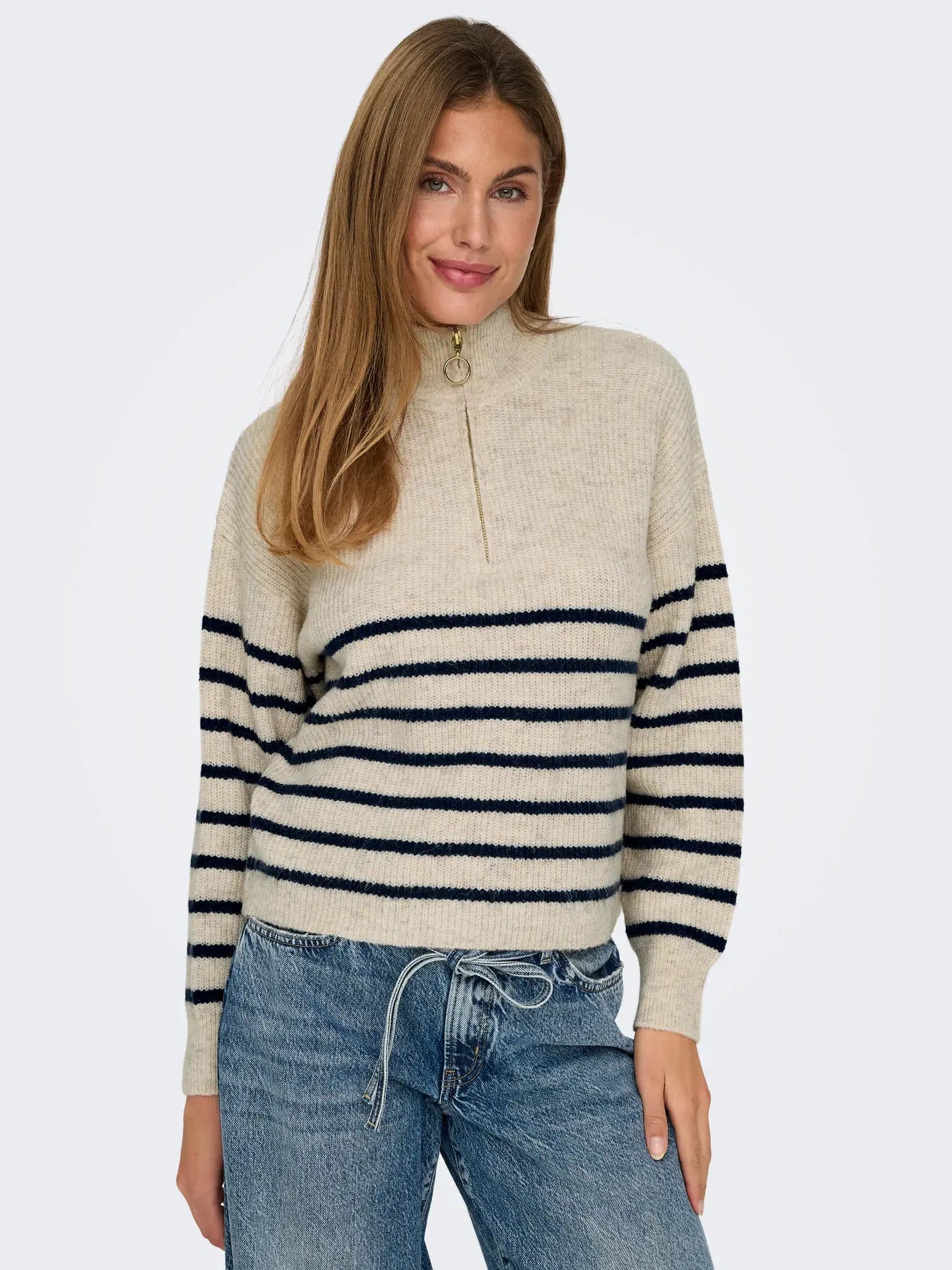 ONLY Stripe Tokyo Zip Pullover