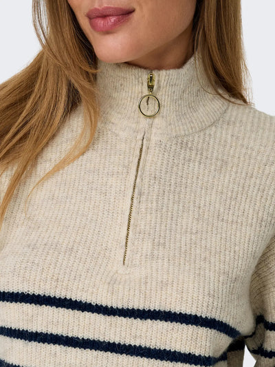 ONLY Stripe Tokyo Zip Pullover