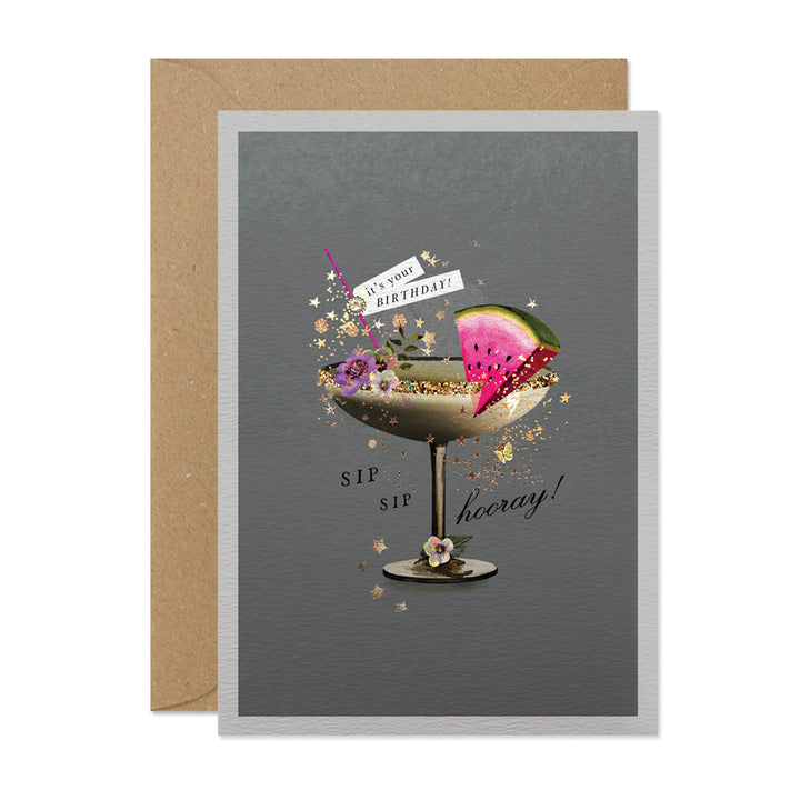 Martini Watermelon Birthday Card