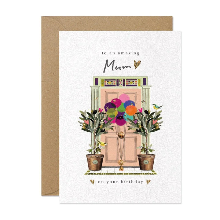 Mum Birthday Door Balloons Card