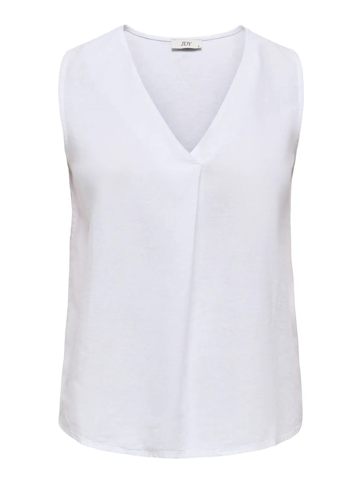 JDY White Linen Blend Sleeveless Top