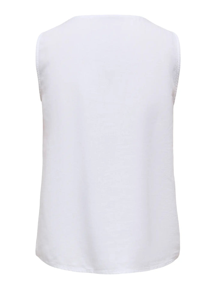 JDY White Linen Blend Sleeveless Top