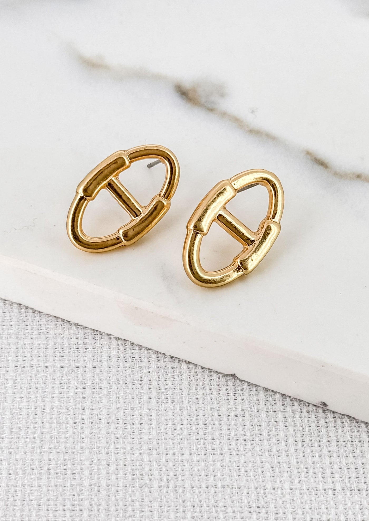 Gold Split Oval Earrings