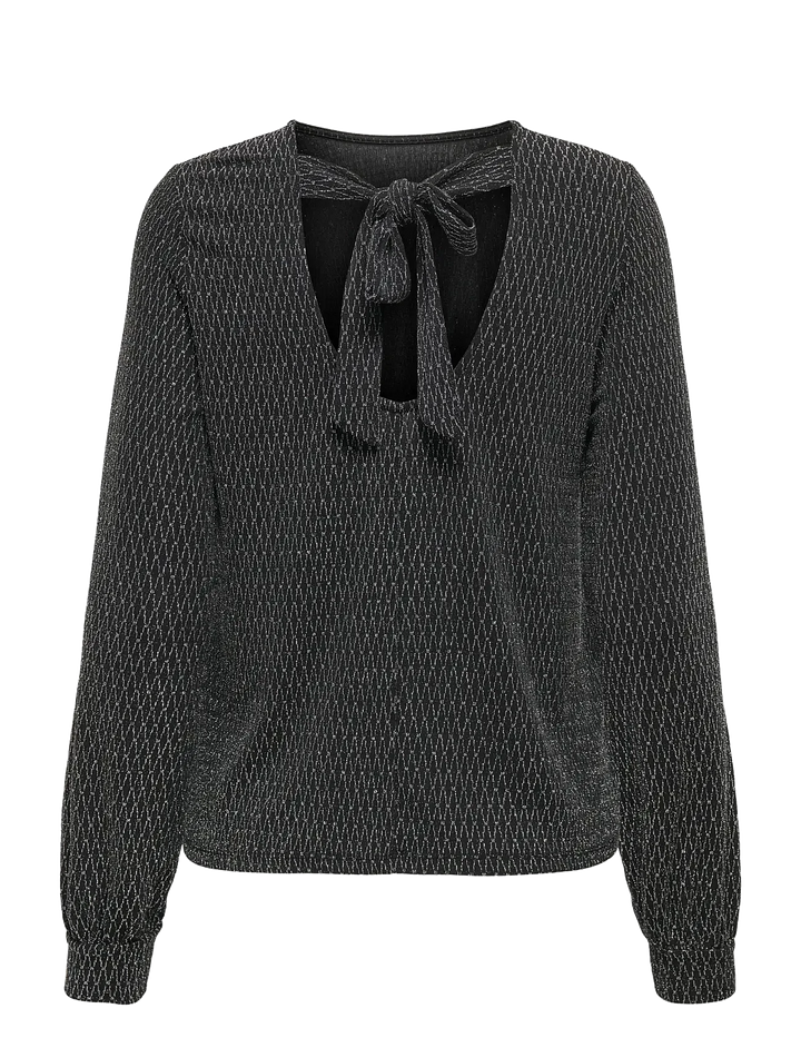 ONLY Silver Harlequin Glitter Bow Top