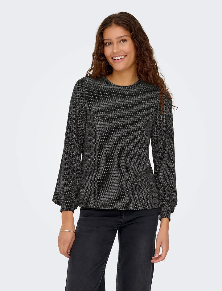 ONLY Silver Harlequin Glitter Bow Top