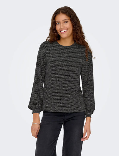 ONLY Silver Harlequin Glitter Bow Top