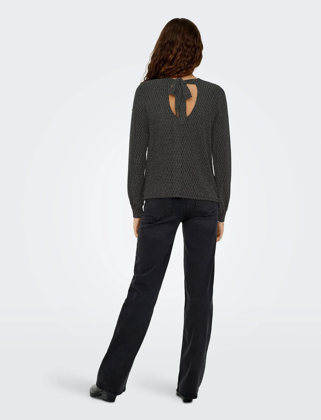 ONLY Silver Harlequin Glitter Bow Top