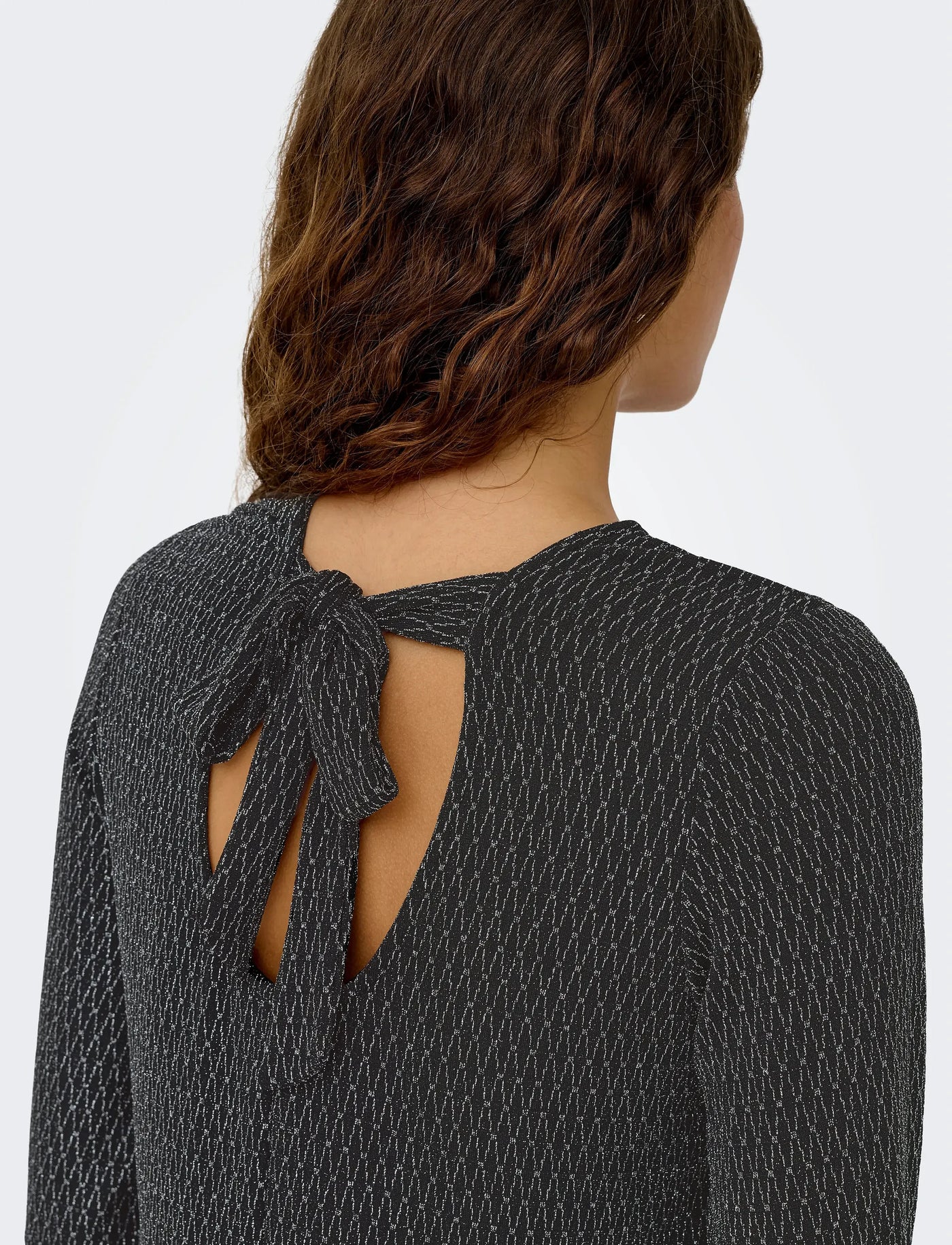 ONLY Silver Harlequin Glitter Bow Top