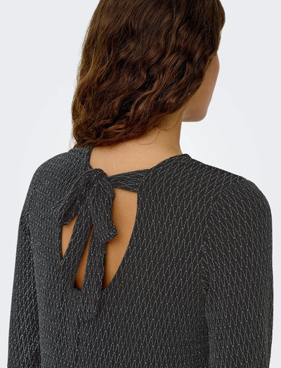 ONLY Silver Harlequin Glitter Bow Top