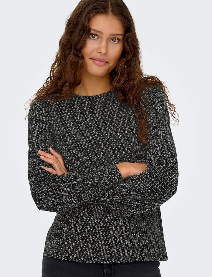 ONLY Silver Harlequin Glitter Bow Top