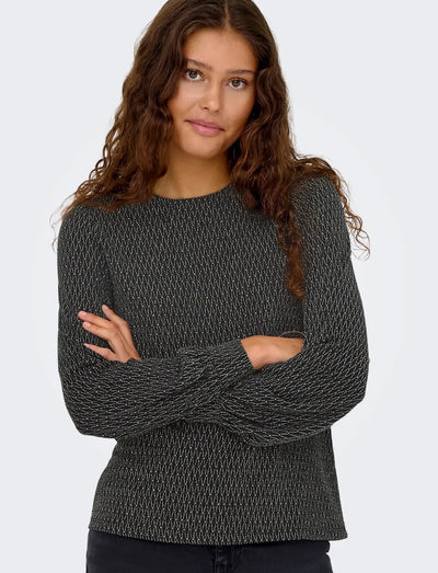 ONLY Silver Harlequin Glitter Bow Top