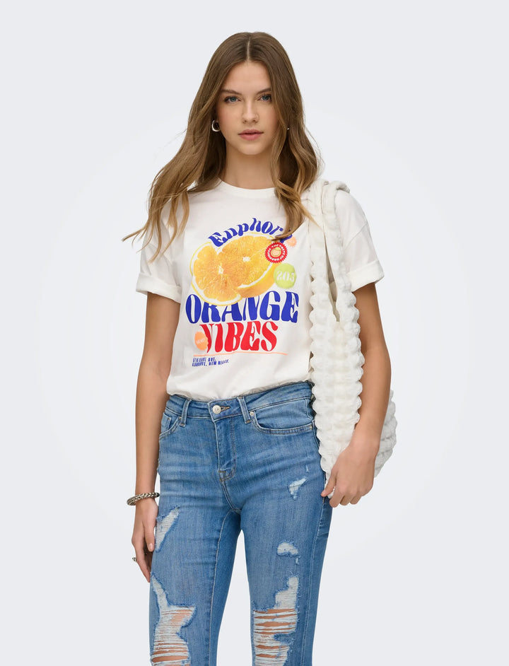 ONLY White Graphic Print T-Shirt