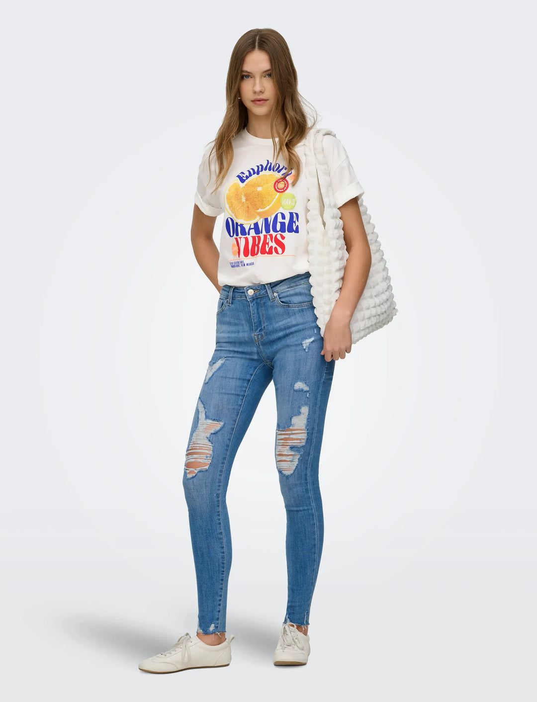 ONLY White Graphic Print T-Shirt