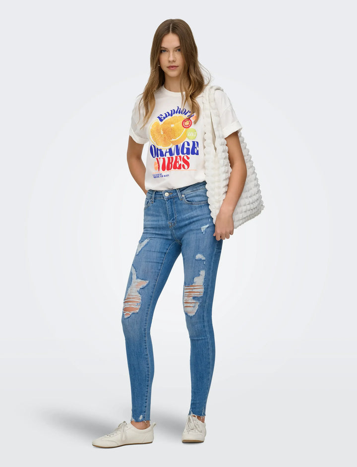 ONLY White Graphic Print T-Shirt