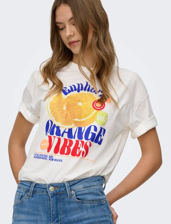 ONLY White Graphic Print T-Shirt