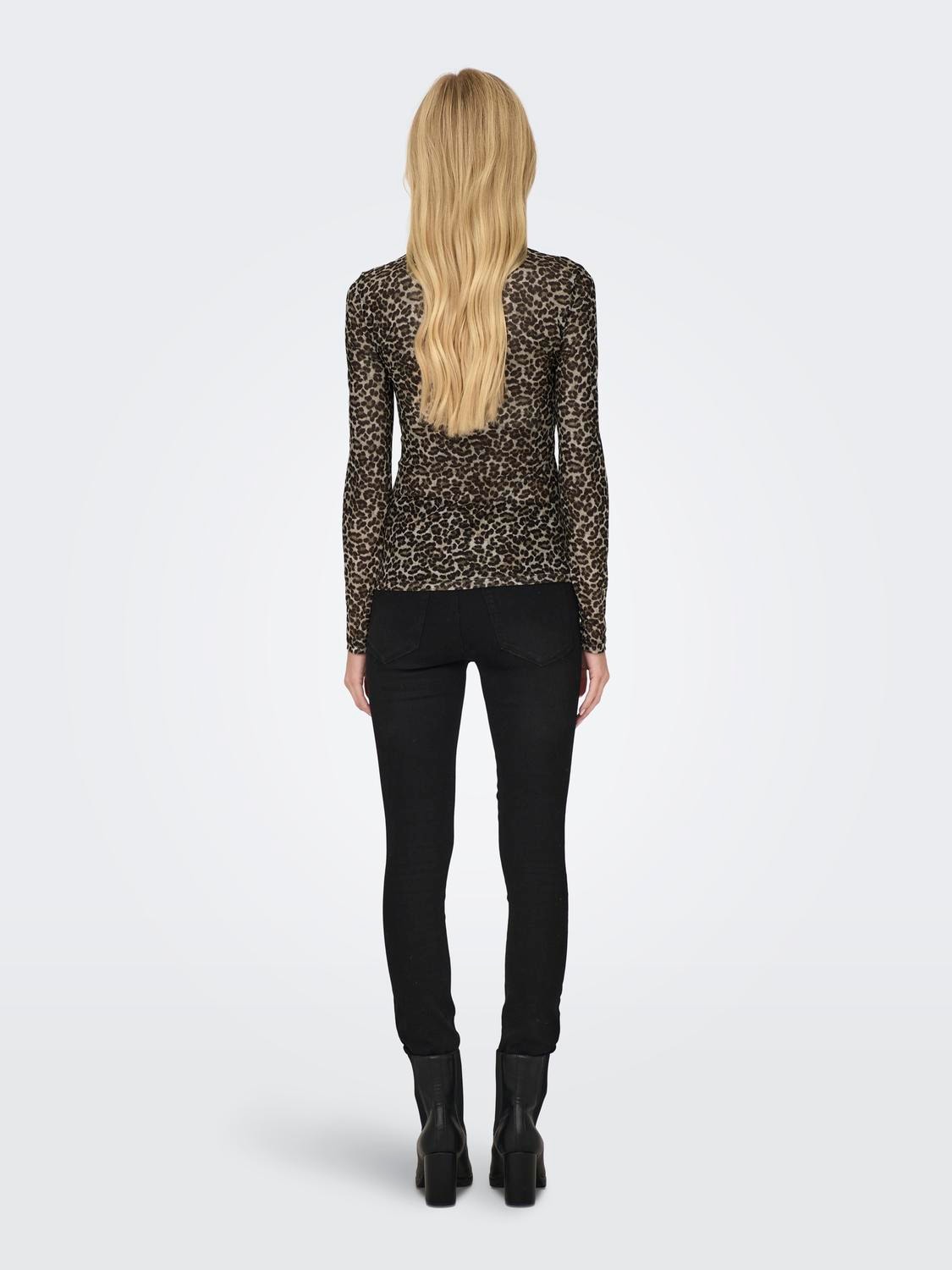 ONLY Brown Leopard Mesh Top