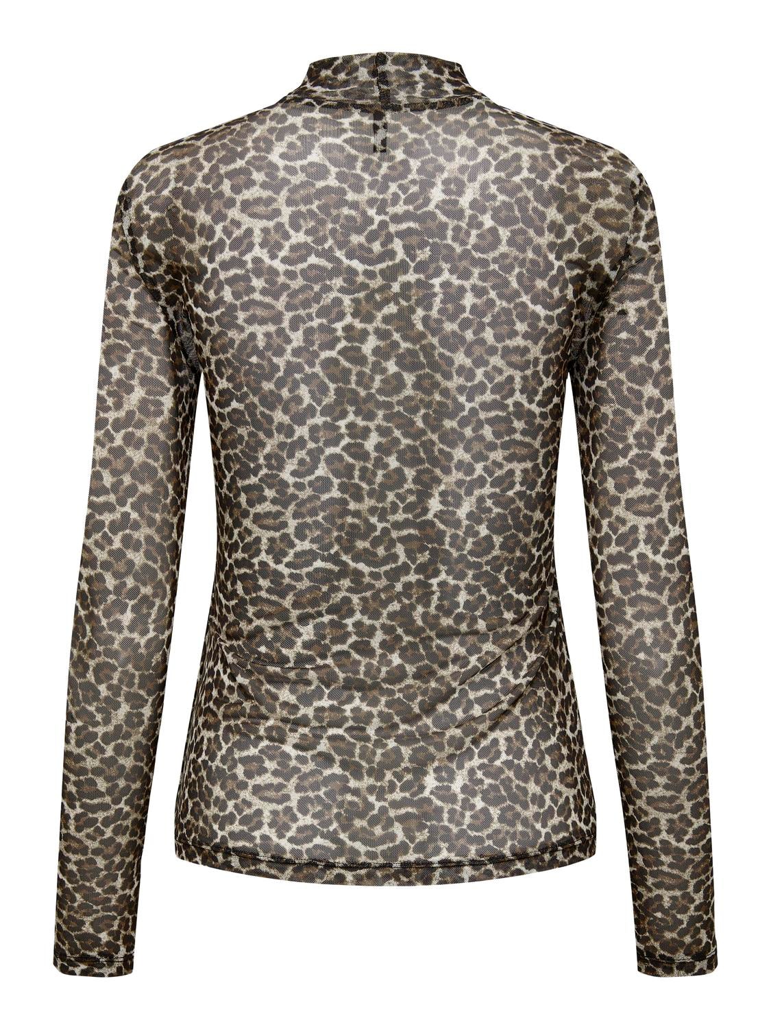 ONLY Brown Leopard Mesh Top