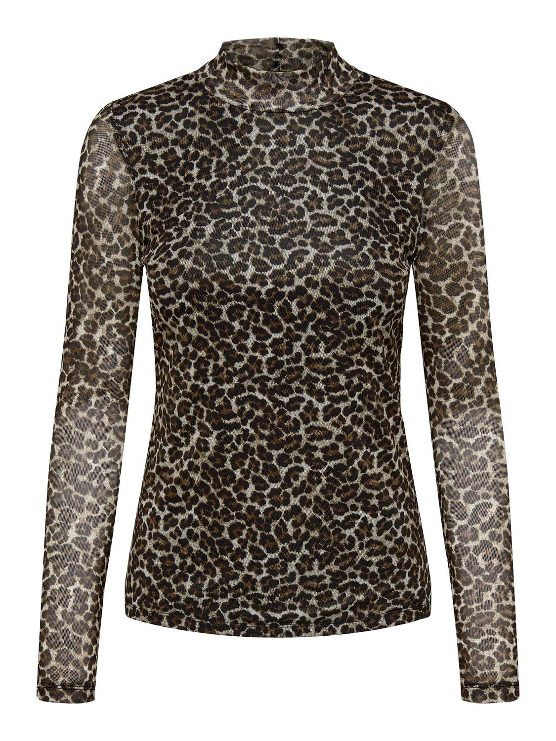 ONLY Brown Leopard Mesh Top