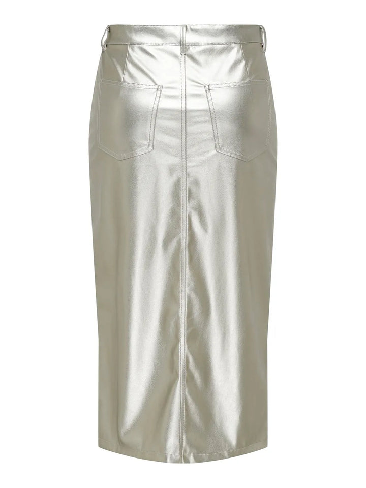Only Champagne Faux Leather Skirt