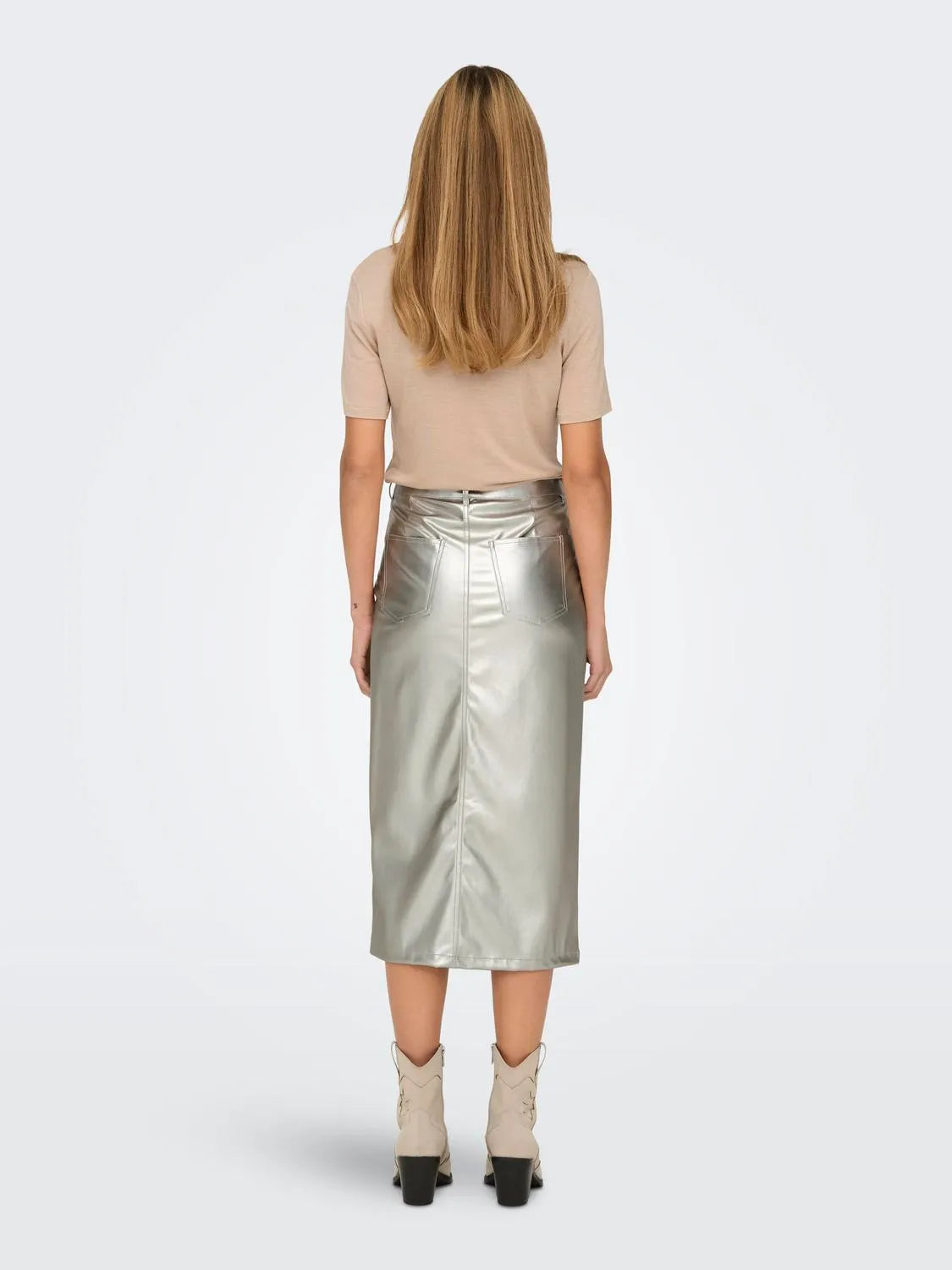 Only Champagne Faux Leather Skirt