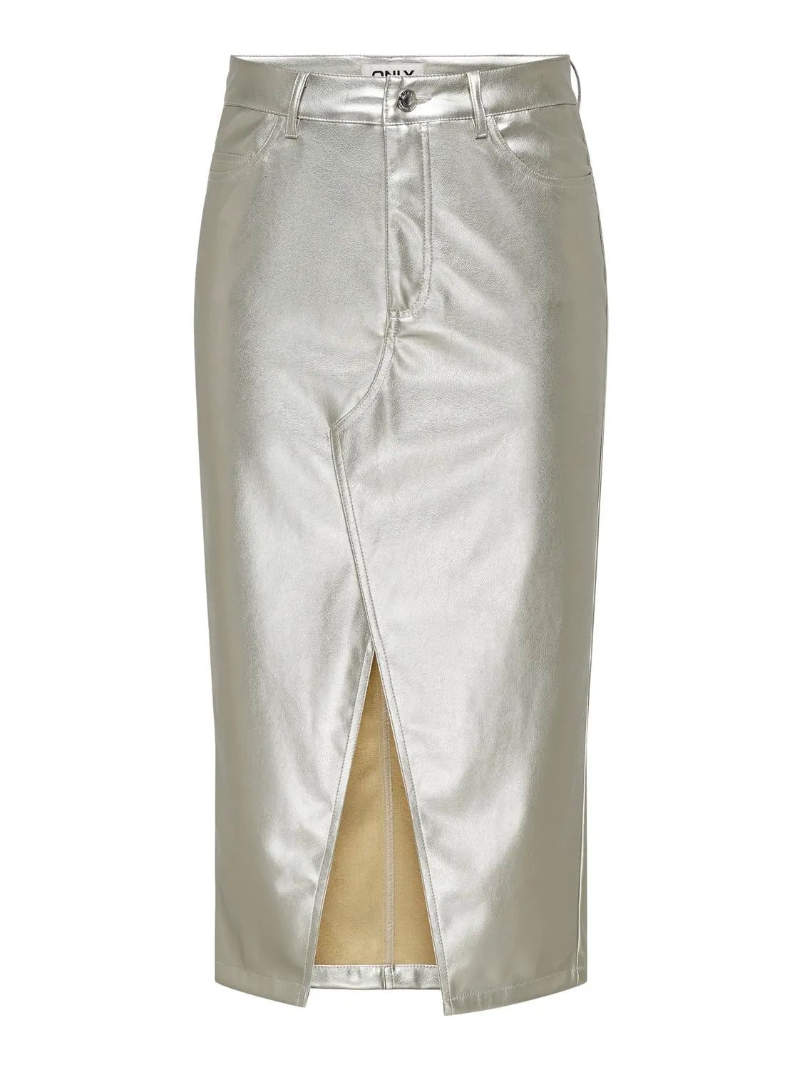 Only Champagne Faux Leather Skirt