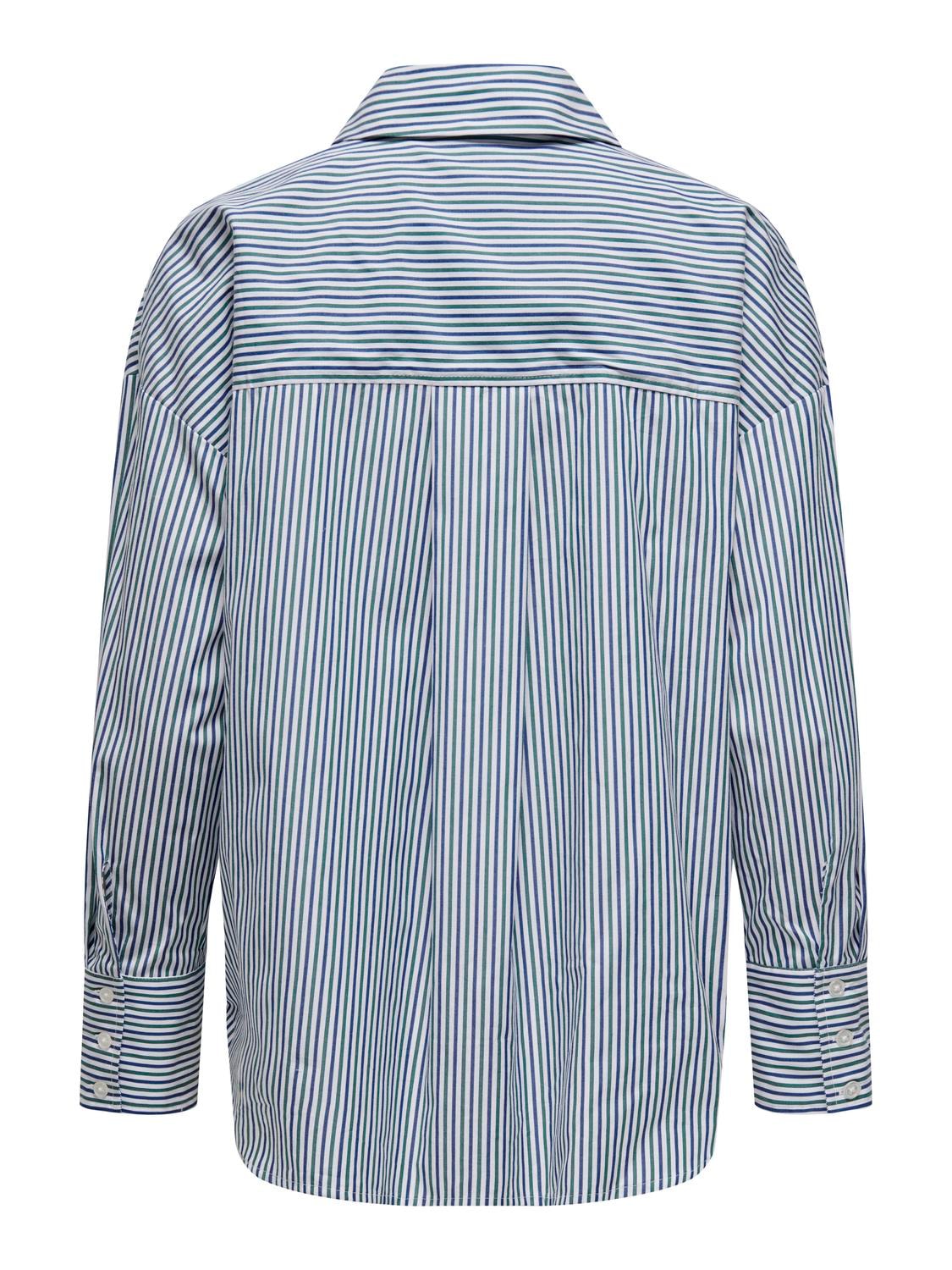 ONLY Navy & Green Stripe Shirt