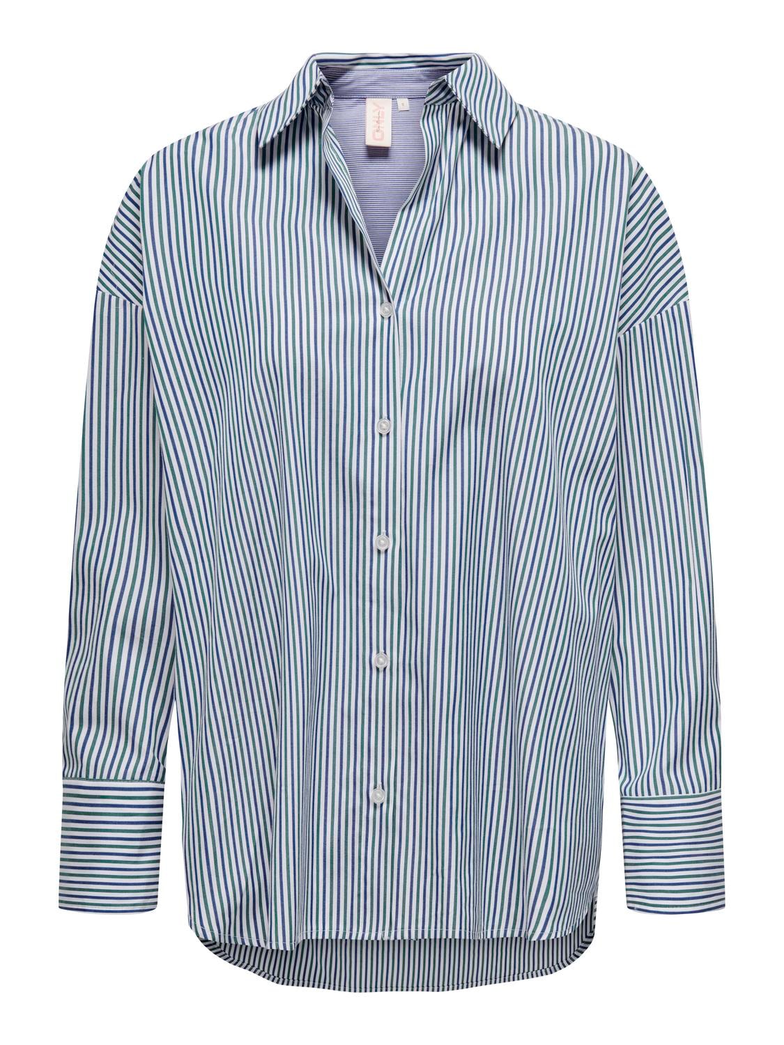 ONLY Navy & Green Stripe Shirt