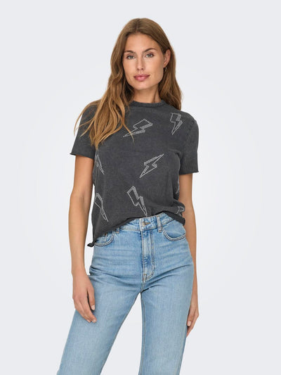 Only Charcoal Gem Bolt T-Shirt