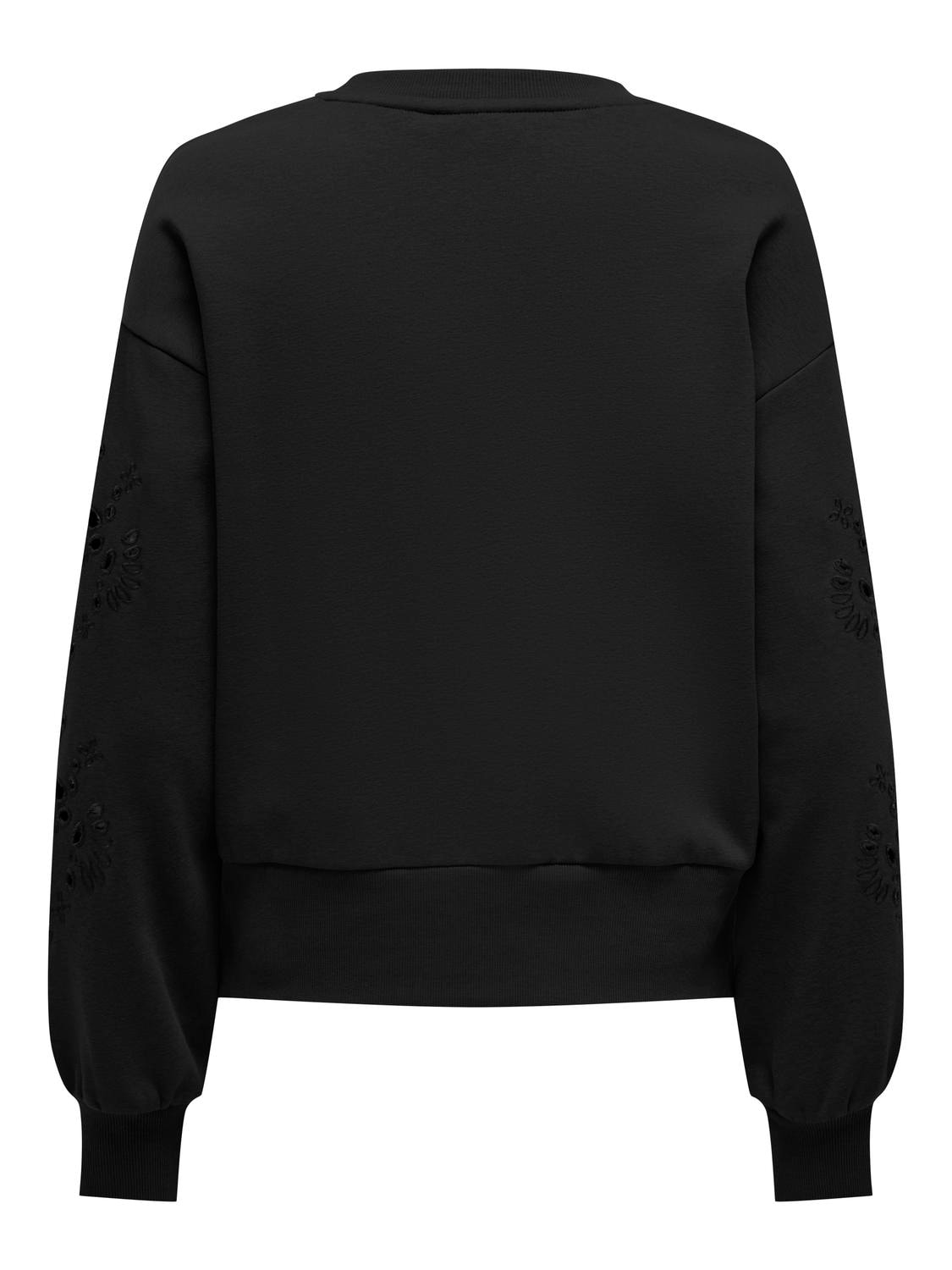 Black Broderie Sleeve Sweatshirt